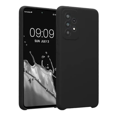 Abbildung von kwmobile Handyhülle kompatibel mit Samsung Galaxy A52 / 5G A52s Hülle gummierte Handy Case aus Silikon in Dunkelgrau