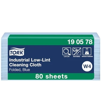 Abbildung von Tork Fusselarme Industrie Reinigungstücher Blau W4, Saugfähig, 1 Packungen, 190578