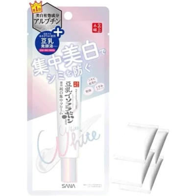 Abbildung von Sana Nameraka Honpo Soy Milk Isoflavone Pure White Whitening Intensive Cream 19g Includes Cotton Pads 4pcs