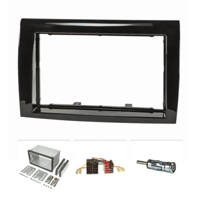 Abbildung von tomzz Audio 2414 064 Doppel DIN Radioblende Set kompatibel mit FIAT Bravo 198 Bj.2007 2014 Piano Lack schwarz Einbaukit Radioadapter ISO Antennenadapter