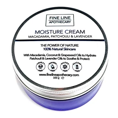 Abbildung von 99% Natürlich GESICHTS FEUCHTIGKEITSCREME MACADAMIA, PATSCHULI &amp; LAVANDEL 100 g von Fine Line Apothecary. Beruhigen und Schützen Sie Trockene Gereizte Haut. pH 5,5 Für Empfindliche