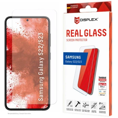 Abbildung von Samsung Galaxy S23 Panzerglas Displex Real Glass 2D Bildschirmschutzfolie für das