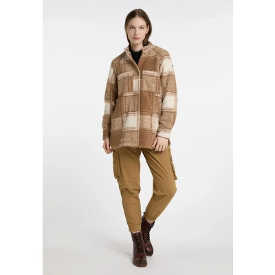 Abbildung von DREIMASTER Vintage Damen Übergangsjacke aus einer Wollmischung XL / Kariert Beige Braun 100% Polyester