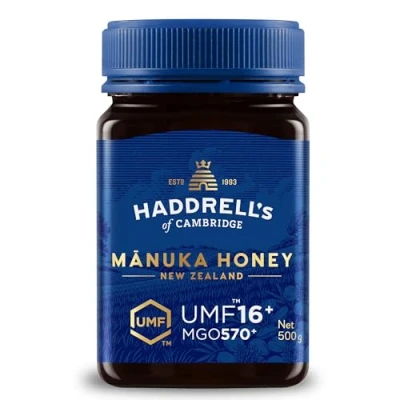 Abbildung von Haddrells Manuka Honig 550+ MGO, 500gr Premium aus Neuseeland mit zertifiziertem Methylglyoxal Gehalt, laborgeprüft Manukahonig