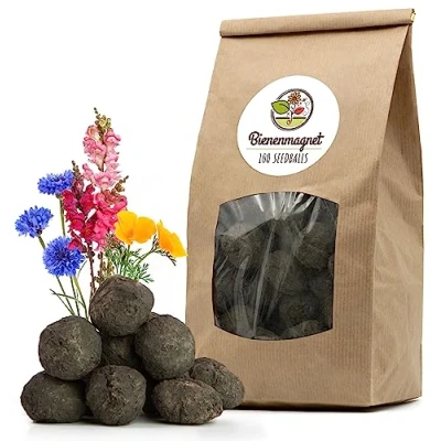 Abbildung von 100x Samenbomben für eine bunte Bienenweide Farbenfrohe &amp; nektarreiche Seedbomb Wildblumensamen Bienen und Schmetterlinge