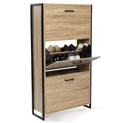 Abbildung von IDMarket Schuhschrank Luis, 3 Türen, industrielles Design