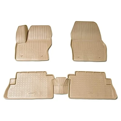 Abbildung von Recambo 3D Gummi Fußmatten kompatibel für Ford Kuga II DM2 BJ 2013 2019 Auto Gummimatten Passgenau mit Rand beige