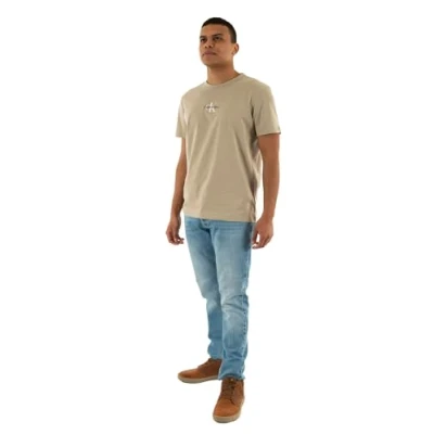 Abbildung von Calvin Klein Herren T Shirt Kurzarm Monologo Tee aus Baumwolle, Beige (Aluminum), S