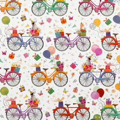 Abbildung von Star Geschenkpapier, Geschenkpapier Fahrrad Motiv 70cm x 2m Rolle Bunt