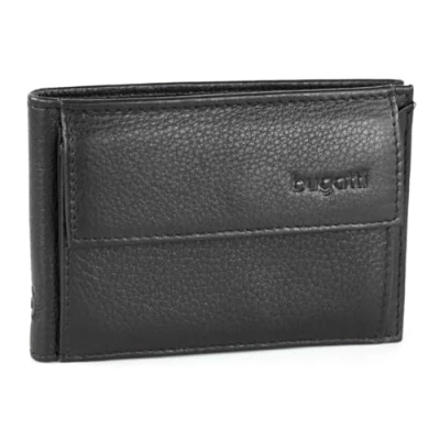 Abbildung von bugatti Sempre Geldbörse Herren Leder 4CC Portemonnaie Querformat Schwarz Geldbeutel Portmonee Wallet Brieftasche Männer Portmonaise