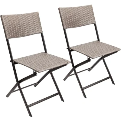 Abbildung von BRUBAKER Campingstuhl Toskana Polyrattan Klappstuhl wetterfest und robust (Balkonstuhl klappbar, 2 St), Camping Stuhl für Garten Balkon Terrasse Gartenstuhl Grau Braun