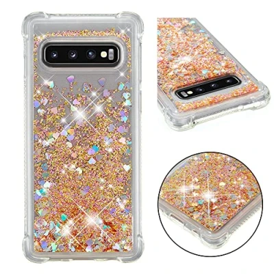 Abbildung von KBIKO zxl Kompatibel mit Samsung Galaxy S10 Glitzer Handyhülle, Hülle Flüssig Treibsand Mädchen Frauen Glitter Quicksand Weich TPU Bumper Silikon Schutzhülle für S10.Golden YBL