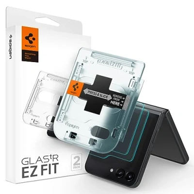 Abbildung von 2er Pack Samsung Galaxy Z Flip 5 Panzerglas Spigen GLAStR Fit Screenprotector Duo + Applicator EZ Displayschutzfolie