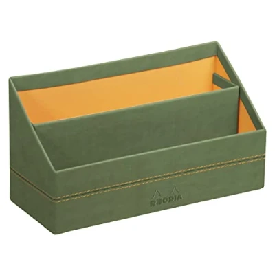 Abbildung von Rhodia 194608C Briefablage 25x10x14cm, aus Kunstleder, elegant und praktisch, 1 Stück, Salbei