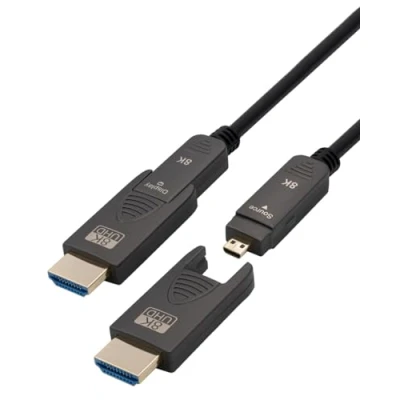 Abbildung von Maxtrack Aktives HDMI Glasfaser Kabel C504 20ML, 2.1, 8K@60Hz, 4K@120Hz, eARC, 3D, Ultraflexibel bei Ø 4,8mm, vergoldete Metallstecker, D auf inklusive 2 Adapter A