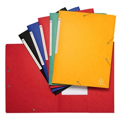 Abbildung von Exacompta 55950E Einschlagmappe Scotten. Aus extra starkem Colorspan Karton mit 3 Innenklappen und 2 Gummizügen DIN A4 1 Stück Zufallsfarbe Sammelmappe Dokumentenmappe für Büro Schule