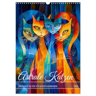 Abbildung von Astrale Katzen Abstrakte Kunst für Katzenliebhaber (Wandkalender 2025 DIN A3 hoch), CALVENDO Monatskalender