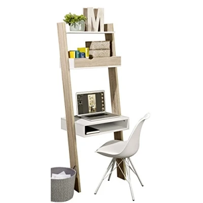 Abbildung von SoBuy FRG111 WN Bücherregal mit Schreibtisch Wandregal Ablagen Standregal BHT ca.: 65x176x40cm