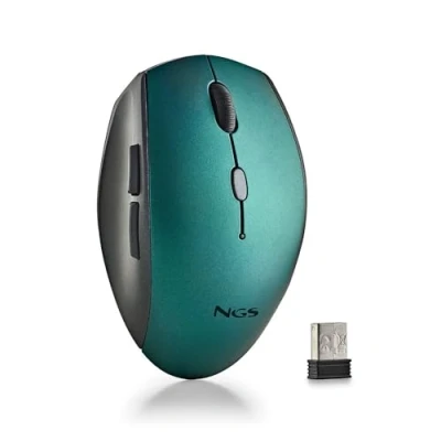 Abbildung von NGS BEE Blue Kabellose Maus, Ergonomische Maus mit leisen Tasten, 5 Tasten und Scrollrad, drahtlose Verbindung 2.4 GHz, speziell für Rechtshänder, einstellbare DPI, Blau