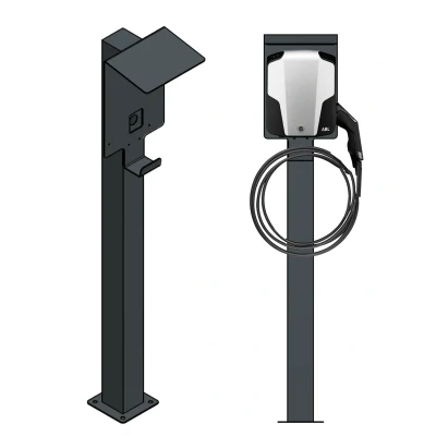Abbildung von Ladesäule passend für ABL EMH1 Wallbox mit Dach Ständer Standfuß Stele auch die Senec Pro
