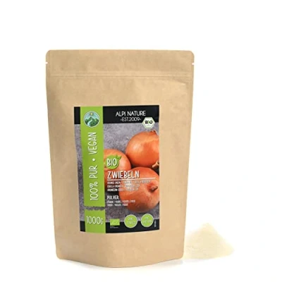 Abbildung von Bio Zwiebeln gemahlen (1kg), Zwiebelpulver, Zwiebel aus kontrolliert biologischem Anbau, Pulver laborgeprüft, 100% rein und naturbelassen