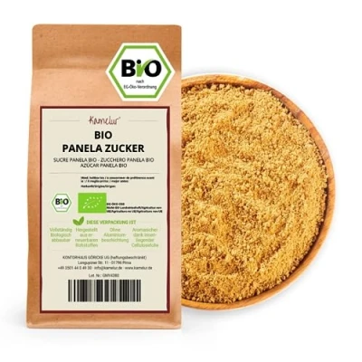 Abbildung von Kamelur 1kg BIO Panela Zucker unbehandelter Vollrohrzucker aus Kolumbien, ohne jegliche Zusätze brauner in biologisch abbaubarer Verpackung