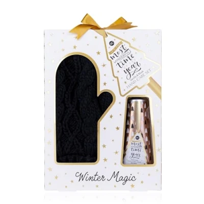 Abbildung von Accentra Handpflegeset WINTER MAGIC in Geschenkbox, inkl. 60ml Hand &amp; Nagelcreme, Handschuhe (1 Paar, Einheitsgröße), Duft: Vanilla Musk weiß/gold