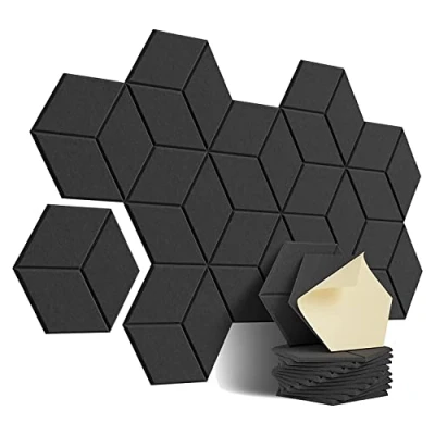 Abbildung von Torribaly 12 Stück Akustikpaneele Selbstklebend, Schalldämmung Selbstklebend Schallabsorber Wand, Hohe Dichte Akustikplatten Schallschutz für Studios,Heimkino (30x25x1CM Schwarz)