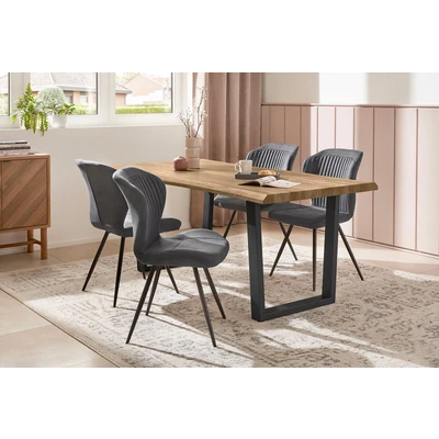 Abbildung von Jockenhöfer Gruppe Esstisch &quot;Margot&quot;, 180x90 cm geschwungene Baumkantenoptik und schwarzes Untergestell