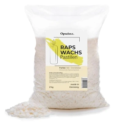 Abbildung von Oputec Bastelnaturmaterial 2 KG Kerzenwachs Pastillen aus Raps: Helles Rapswachs (Creme)