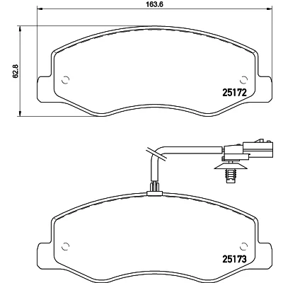 Abbildung von HELLA 8DB 355 015 311 Bremsbelagsatz mit integriertem Verschleißwarnkontakt RENAULT: MASTER 3 Kasten, Pritsche/Fahrgestell