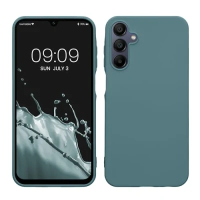Abbildung von kwmobile Hülle kompatibel mit Samsung Galaxy A15 5G weiches TPU Silikon Case Cover geeignet für kabelloses Laden Arctic Night