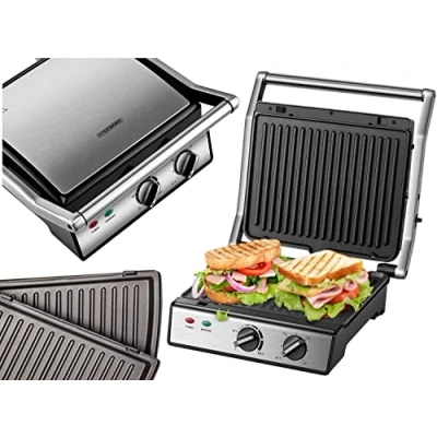 Abbildung von STEINBORG Kontaktgrill SB 2130, 2000 W, Edelstahlgehäuse, Cool Touch Technologie, Antihaftbeschichtung