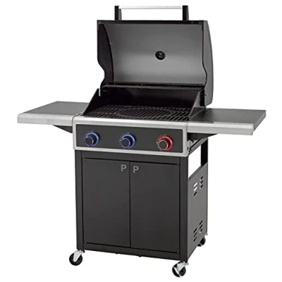 Abbildung von tepro Gasgrill Keansburg 3 mit Edelstahl Brennern inkl. 1 POWERZONE, emailierten Guss Grillrosten, doppelwandigem, pulverbeschichtetem Deckel und abklappbaren Seitenablagen, Maße 128 x 63 114 cm