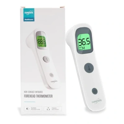 Abbildung von EUROPAPA Fieberthermometer für Baby Kinder Erwachsene, 1 x &amp; 2 AAA Batterien im Lieferumfang enthalten, Stirnthermometer, Fieberalarm, C/F Schalter, 30 facher Messwertspeicher