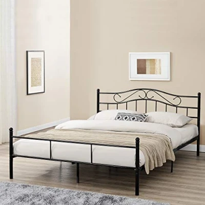 Abbildung von en.casa Metallbett, »Damur« Bett 200 x 140 cm schwarz, matt