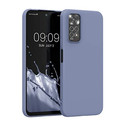 Abbildung von kwmobile Hülle kompatibel mit Xiaomi Redmi Note 11 / 11S weiches TPU Silikon Case Cover geeignet für kabelloses Laden Blaugrau