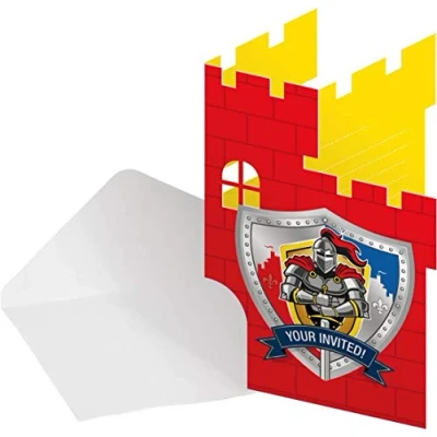 Abbildung von Einladung Knight Schild Castle Form 8 Stücke