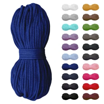 Abbildung von Slantastoffe 5m Baumwollkordel 5mm, Kordel, Schnur, Turnbeutel, 21 Farben (Blau)