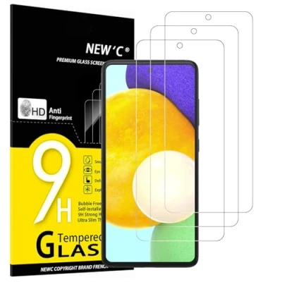 Abbildung von NEW&#039;C 3 Stück, Panzer Schutz Glas für Samsung Galaxy A52, A52 5G, A52S Frei von Kratzern, 9H Härte, HD Displayschutzfolie, 0.33mm Ultra klar, Ultrabeständig