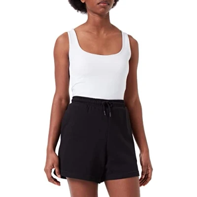 Abbildung von JJXX Women&#039;s JXABBIE HW RLX Every Brush SN Shorts, Black/Print:BRIGHTWHITE Logo, S
