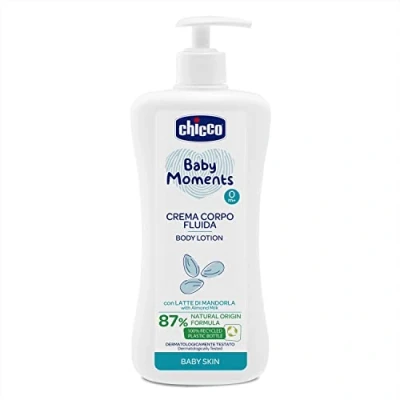 Abbildung von Chicco Baby Moments Flüssige Körpercreme mit Mandelmilch, natürlicher Formel, 0+ Monate 500 ml