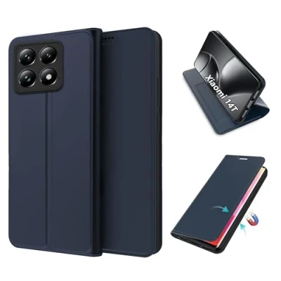 Abbildung von FDHYFGDY Hülle für Xiaomi 14T Schutzhülle, stoßfeste Premium PU Leder Brieftasche Case [Magnet] [Standfunktion] [Kartenfach] Schutzhülle aus Klappetui,Blau