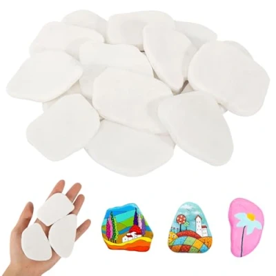 Abbildung von 15 Stücke Steine zum Bemalen, 5 8 cm gemalter Kieselsteine Glatte Bemalen Strand Kiesel, Kies Dekosteine Naturstein DIY Aquarium für Bunte Malerei Dekoration