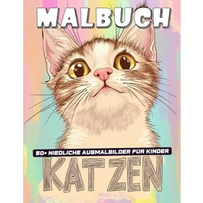 Abbildung von Katzen Malbuch für Kinder: Perfektes Kinder ab 6 Jahren 50+ liebevolle und hochwertige Malvorlagen.