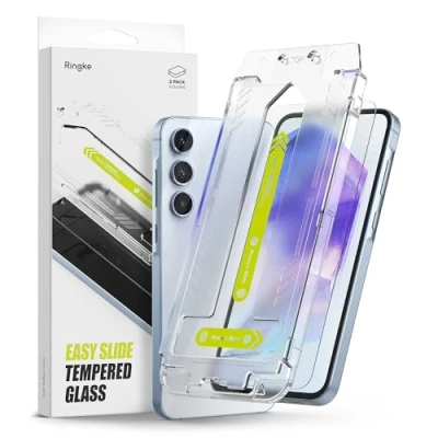Abbildung von Ringke Easy Slide Glass Displayschutzfolie Kompatibel mit Samsung Galaxy A55 5G [2 Stück] 9H Härte Glas Schutzfolie Gleiten Installationswerkzeug