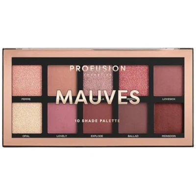 Abbildung von Profusion Cosmetics Mauves Lidschatten Palette mit 10 Farbtönen (mischbare Multi Finish Neutrale und Dusty Rose bis Pflaumentöne)