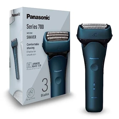 Abbildung von Panasonic Series 700 ES ALT4B 3 Klingen Nass &amp; Trocken Rasierer für Männer, tragbar, kabellos, wasserdicht, Bartdichtesensor, flexibler Rasierkopf, ausklappbarer Trimmer, Dunkelblau