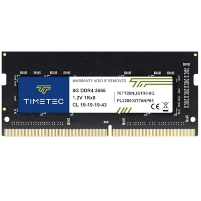 Abbildung von Timetec 8GB DDR4 2666MHz (DDR4 2666) PC4 21300 ((PC4 2666V) Non ECC Unbuffered 1.2V CL19 1Rx8 Single Rank 260 Pin SODIMM Laptop Notebook PC Computer Speicher RAM Modul Upgrade (8GB)