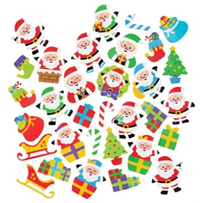 Abbildung von Baker Ross FE886 Weihnachtsman Schaumstoff Sticker 200 Stück, Moosgummi Aufkleber für Kinder zum Basteln, Gestalten und Dekorieren